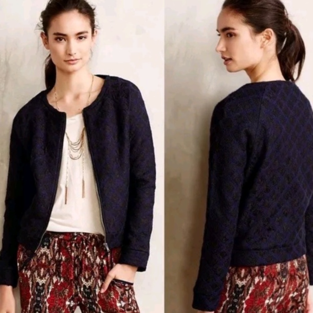 Anthropologie Moth Madeleine Bomber Jacket Black